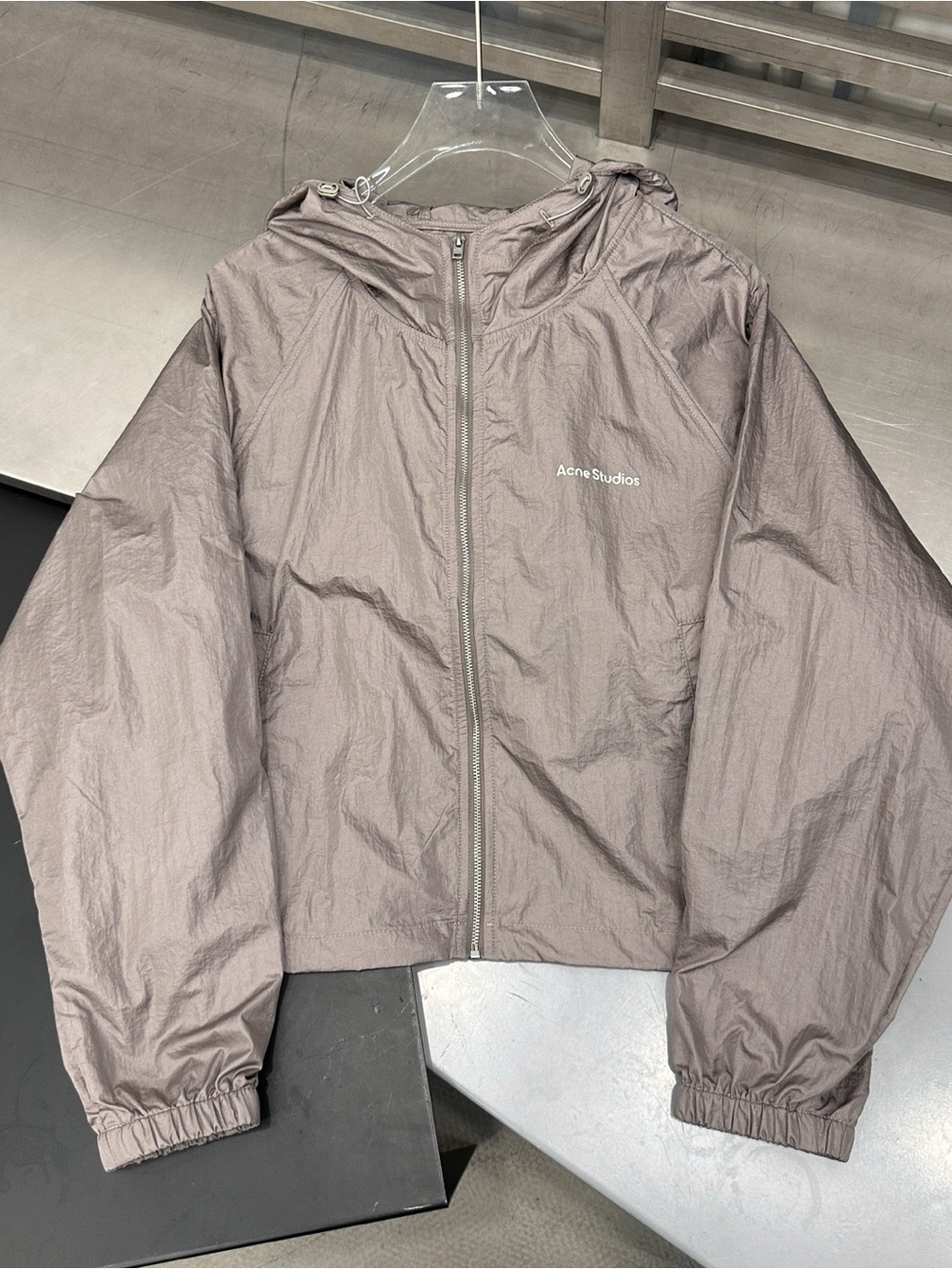 Acne Studios Hooded Zip Jacket in Light Taupe